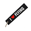 I love flying Personal embroidery keychain Embroidered flower stick black I love flight aviation commemorative key
