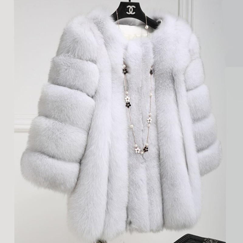 Fur Outwear Women's Autumn and Winter New Imitation Fox Korean Style Fashionable Slim Mid-Length Fur Outwear