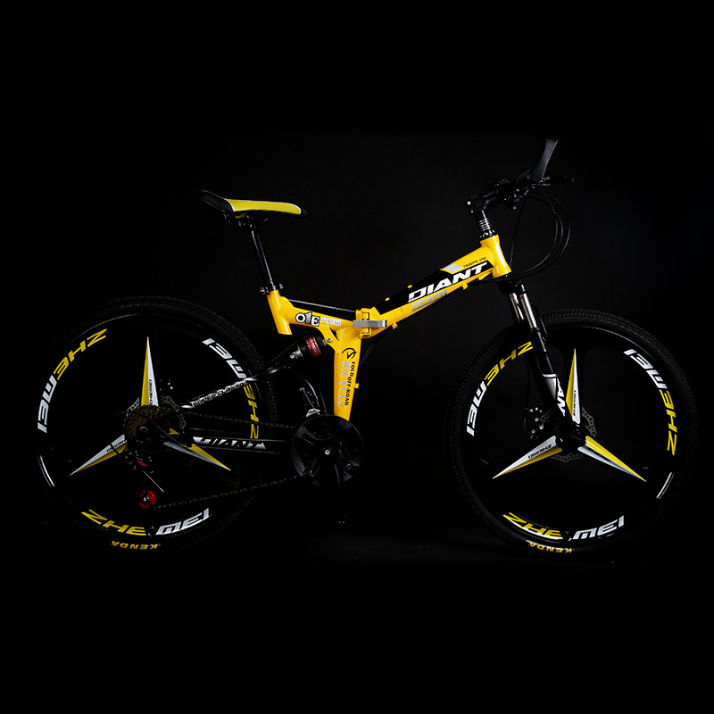 DLANT bicicleta plegable bicicleta de montaña de velocidad variable de 26 pulgadas 24/26 pulgadas Doble amortiguador freno de disco cola suave rueda integrada bicicleta