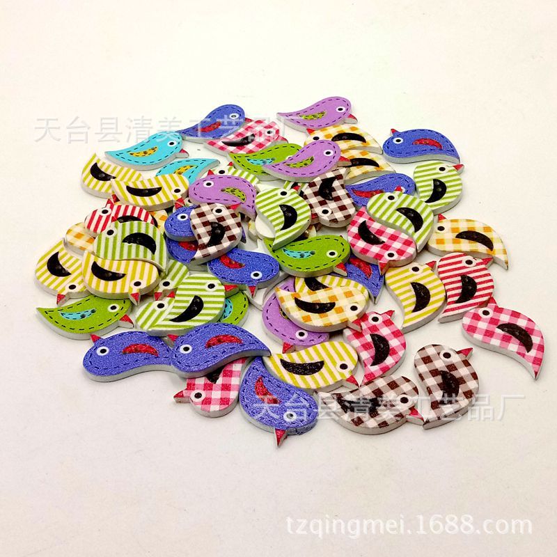 Botón de pájaro a rayas de dibujos animados de fondo blanco de 22mm Accesorios de ropa para niños Botón de dibujos animados Material especial de bricolaje