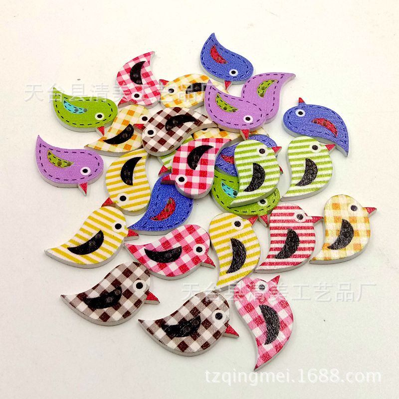 Botón de pájaro a rayas de dibujos animados de fondo blanco de 22mm Accesorios de ropa para niños Botón de dibujos animados Material especial de bricolaje