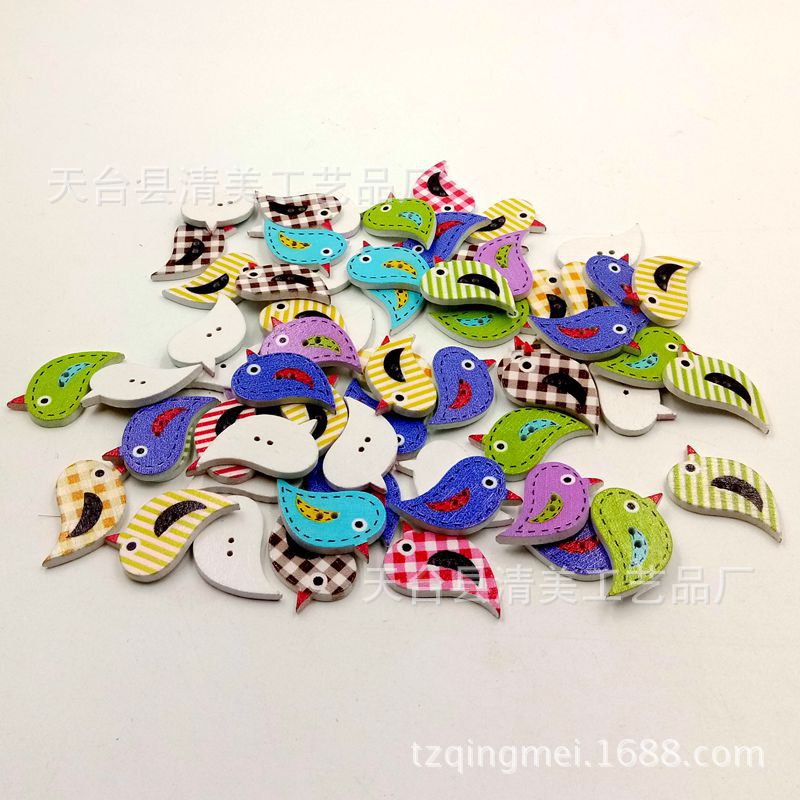 Botón de pájaro a rayas de dibujos animados de fondo blanco de 22mm Accesorios de ropa para niños Botón de dibujos animados Material especial de bricolaje