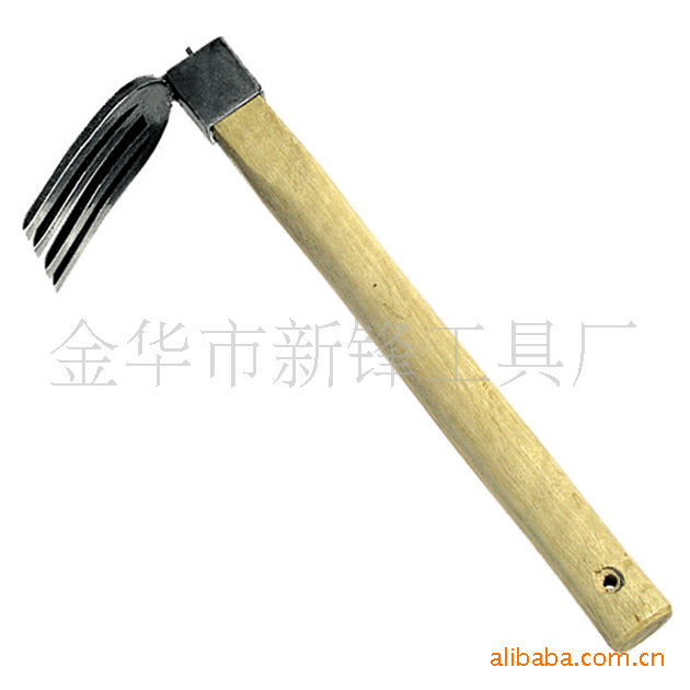 厂家供应  四齿耙    木柄36cm长度园林小工具
