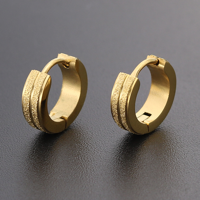 New Japanese and Korean style titanium steel minimalist luxury high-end frosted surface earrings and studded earrings are hot-selling wholesale across borders.