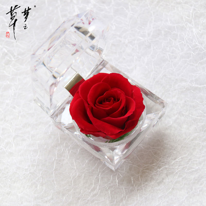 Cristal Rosa acrílico flor eterna caja de regalo confesión flor real regalo del Día de San Valentín Amazon