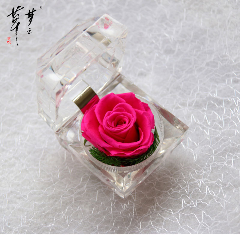 Cristal Rosa acrílico flor eterna caja de regalo confesión flor real regalo del Día de San Valentín Amazon