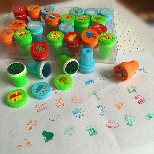 Japanese and Korean cute cartoon diary stamps for children, fun and creative 26 alphanumeric stamp toy set