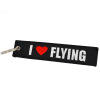 I love flying Personal embroidery keychain Embroidered flower stick black I love flight aviation commemorative key