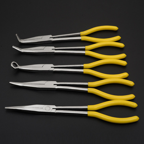 11 inch extended needle nose pliers clamping pliers pointed nose pliers long nose pliers 275mm extended handle curved nose garbage pliers foreign trade