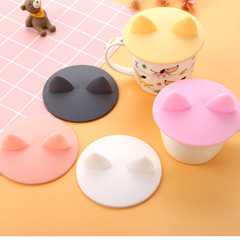 Silicone cup lid, cute 3D cat ear cup lid, round cup lid