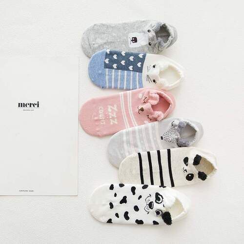 Spring and summer three-dimensional cartoon cute women's boat socks, cotton women's socks, thin socks, AB socks manufacturer wholesale