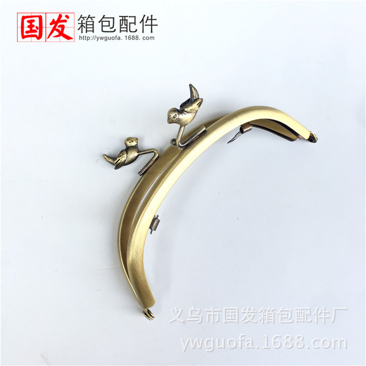 Sin stock: 12.5CM curva lisa sin agujeros cabeza de pájaro oro DIY oro cabeza de gaza animal