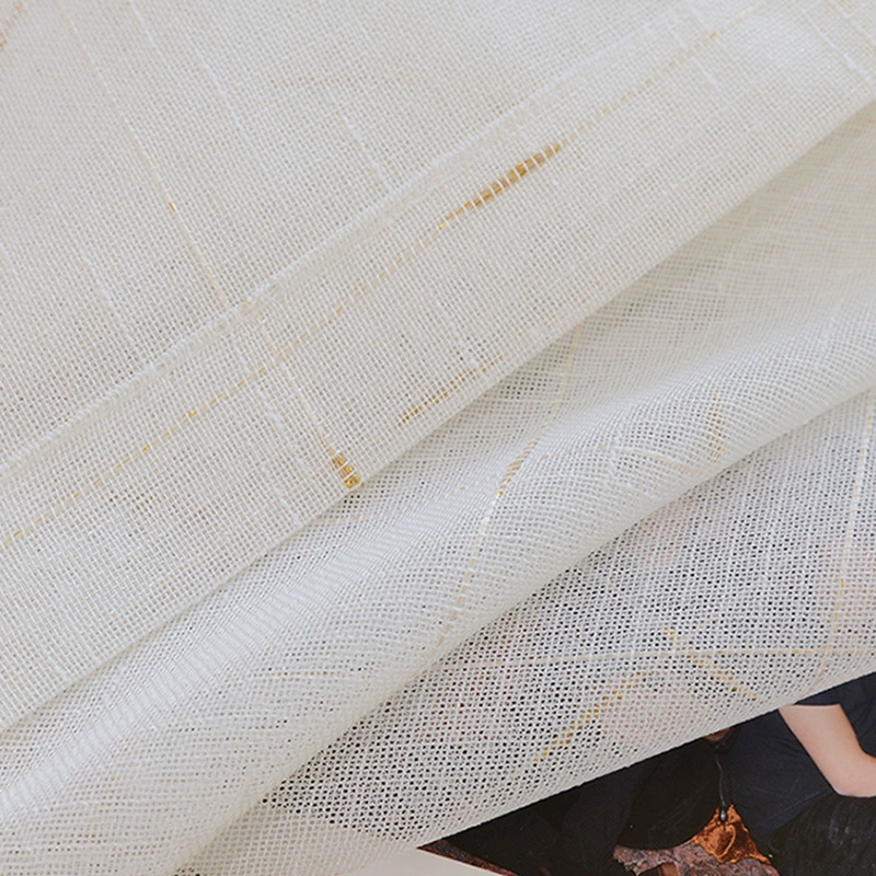 Shaoxing Keqiao factory white sand linen cotton window curtain simple modern living room bedroom finished product engineering cross-hatch linen gauze