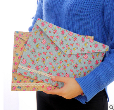 (2개) 우아한 A4 폴더 꽃 파일 가방 한국의 작은 신선한 사무용품 A4 폴더 도매