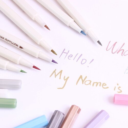 Star color soft brush diy metal paint pen small regular script candy color photo album handbook brush super bright pen