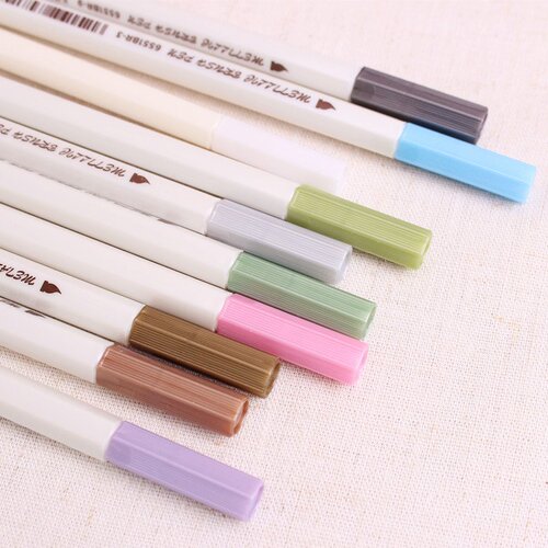 Star color soft brush diy metal paint pen small regular script candy color photo album handbook brush super bright pen