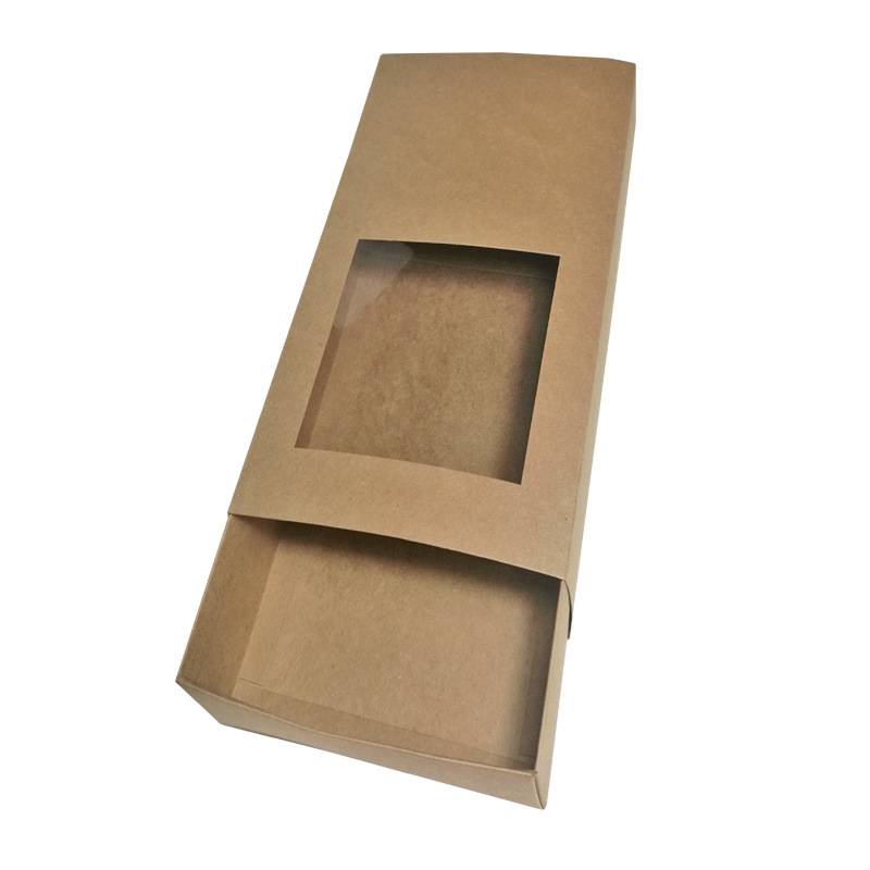 东莞印刷牛皮纸包装盒 现货销售天窗抽屉盒 马卡龙折叠包装盒