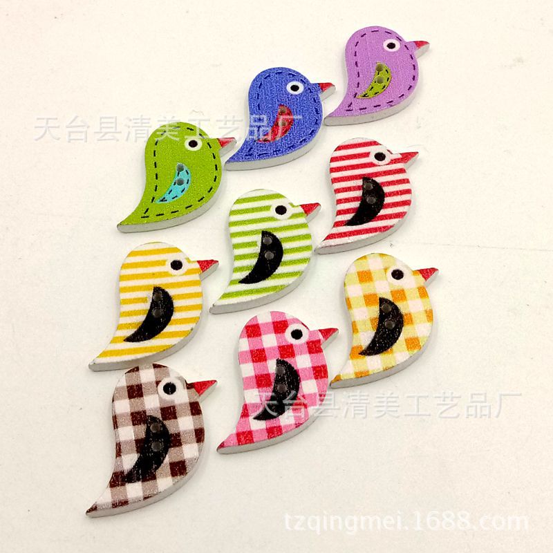 Botón de pájaro a rayas de dibujos animados de fondo blanco de 22mm Accesorios de ropa para niños Botón de dibujos animados Material especial de bricolaje