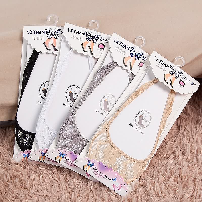 Socks Women's Boat socks invisible socks thin shallow mouth lace hollow anti-hook sponge massage silicone socks wholesale