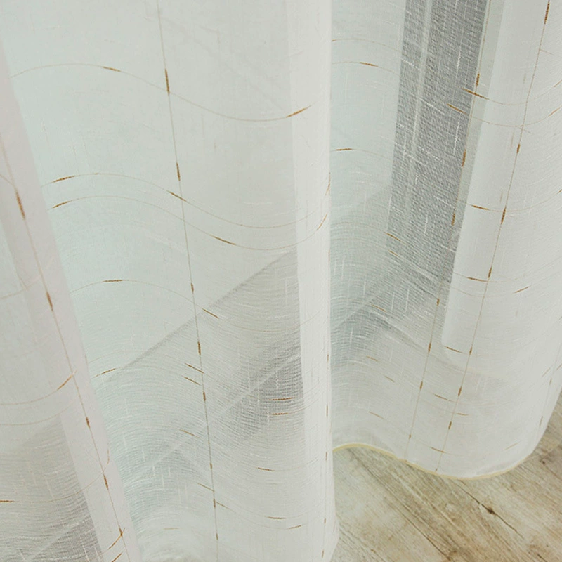 Shaoxing Keqiao factory white sand linen cotton window curtain simple modern living room bedroom finished product engineering cross-hatch linen gauze