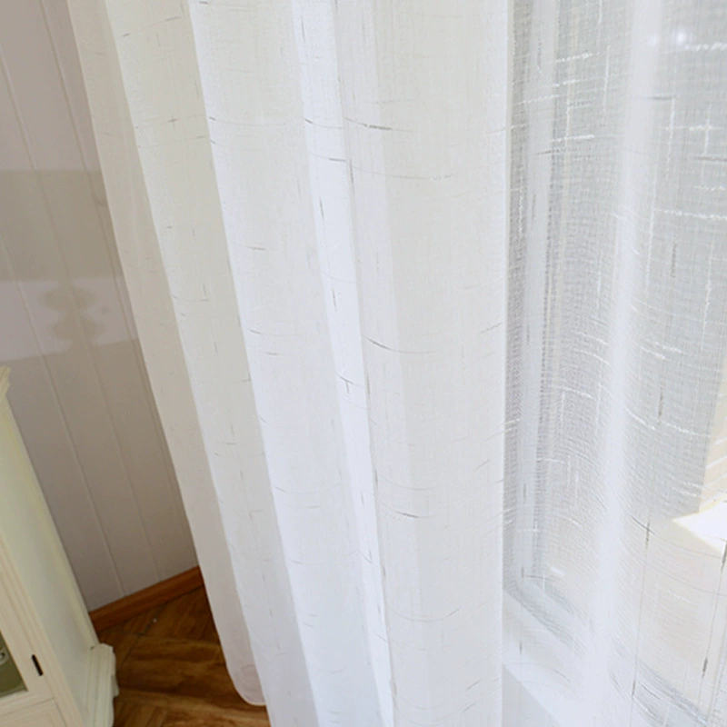 Shaoxing Keqiao factory white sand linen cotton window curtain simple modern living room bedroom finished product engineering cross-hatch linen gauze