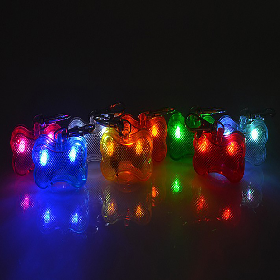Bone-shaped Pet Necklace LED Light-up Pet Accessory Dog Collar Pendant LED Dog Collar Charm