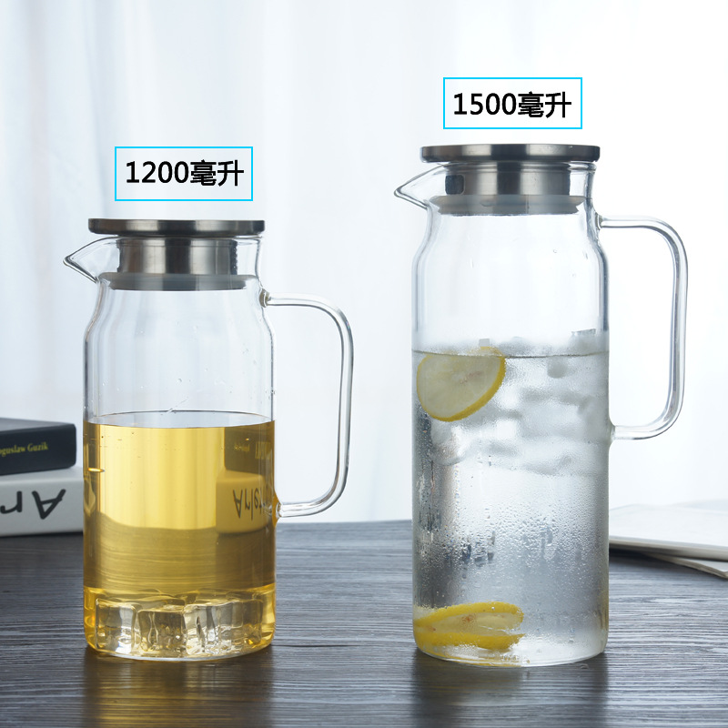 Cubierta de acero inoxidable vidrio borosilicato botella de agua fría gran capacidad fría botella de agua blanca hogar jugo olla de agua fría