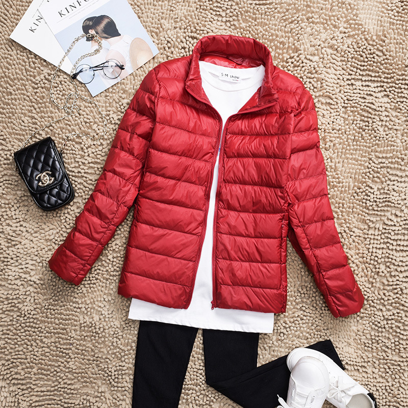 Fat MM plus fat plus size 200kg extra size vertical collar light down jacket women's short ultra-light ultra-thin