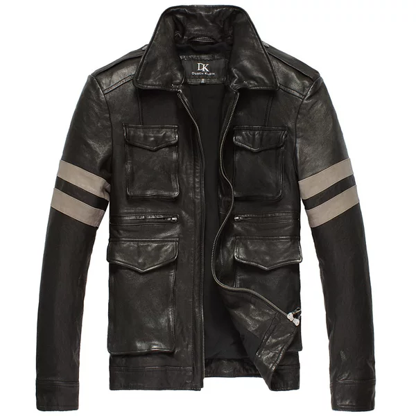 DK Haining Genuine Leather Men's Residual Evil 6 Deluxe Edition Actor Lyon Leather Bike Leather Jacket