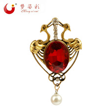 跨境货源 欧标锌合金服装衣饰配件 中国风饰品复古仙鹤胸针定做