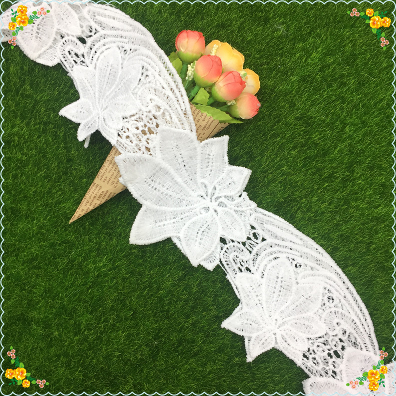 厂家直销 牛奶丝水溶刺绣花边条码 华特花边服装辅料 黑白现货