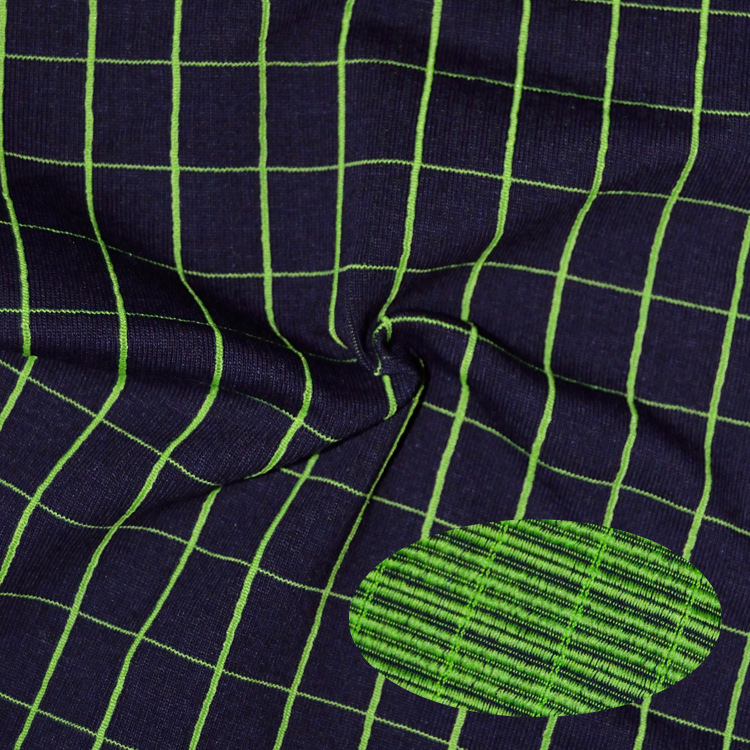 厂家针织洗水牛仔条纹250克涤棉布料耐洗水格子多色现货300克面料