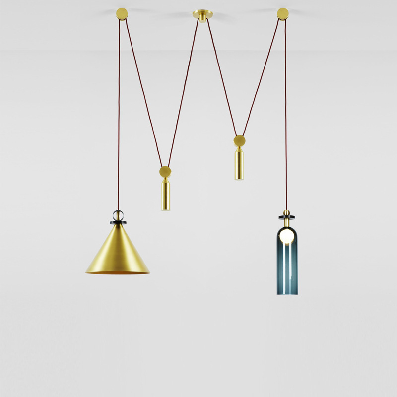 Creative post-modern minimalistic personalized glass chandelier bar counter restaurant Cafe Bar bedroom small metal chandelier