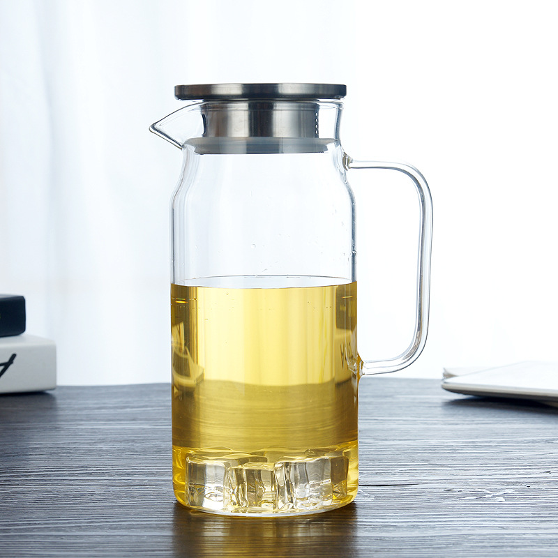 Cubierta de acero inoxidable vidrio borosilicato botella de agua fría gran capacidad fría botella de agua blanca hogar jugo olla de agua fría