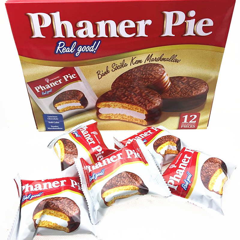 越南进口糕点 phaner pie巧克力派夹心蛋糕派12枚入下午茶点心