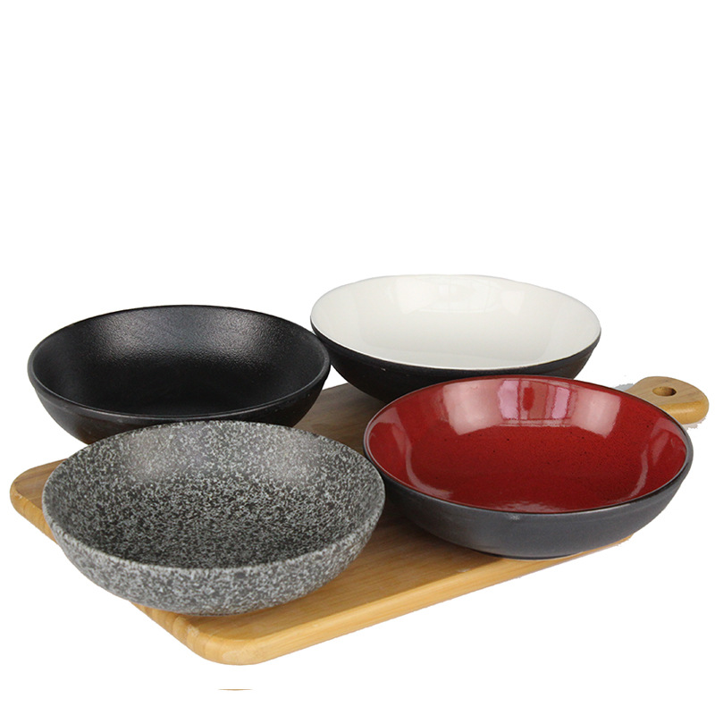 7-pulgadas de estilo europeo Rojo Negro de cerámica picante tazón de sopa de carne tazón al por mayor del hogar del hotel vajilla venta al por mayor