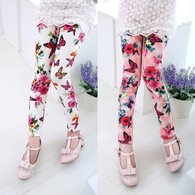 AliExpress Hot Selling Girls Printed Milk Silk Leggings Spring and Summer 2021 New Arrival Small and Medium-sized Children's Cropped Pants Children's Wear