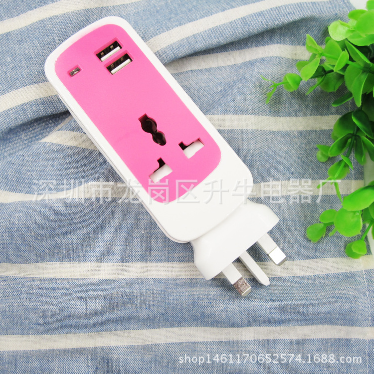 Regleta de carga para teléfono móvil con doble USB y fuente de alimentación, regleta de viaje, enchufe de conversión inteligente, tipo de enchufe de escritorio