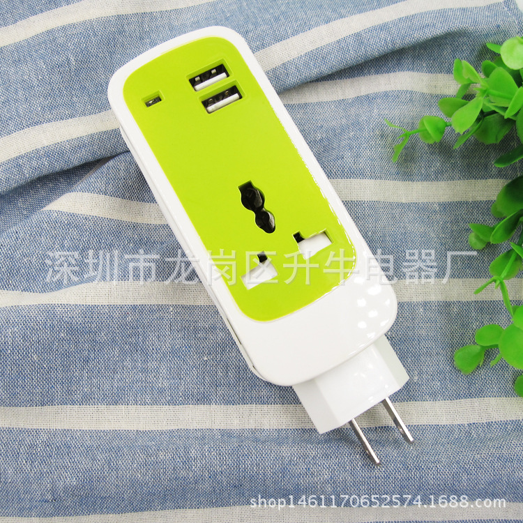 Regleta de carga para teléfono móvil con doble USB y fuente de alimentación, regleta de viaje, enchufe de conversión inteligente, tipo de enchufe de escritorio