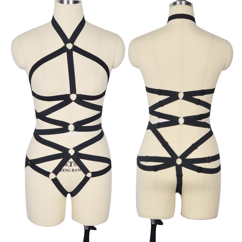 Women's Body Garter KTV Wearing Suit Dancing Suit Gothic Crop Top Set Harness