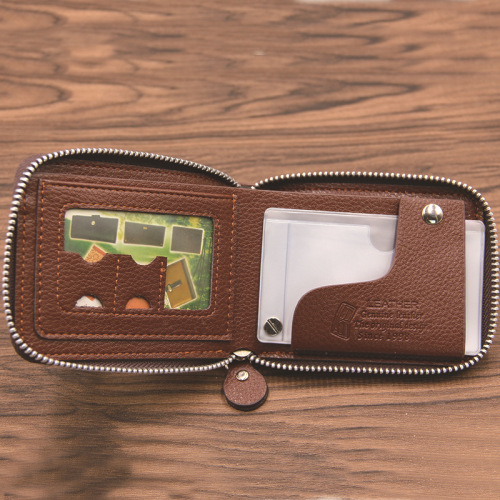 New men's wallet short casual fashion multi-functional two-fold retro pu zipper wallet factory direct supply