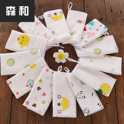 Cross border Thin section 30*30 four layers Gauze Printed Cotton Kerchief baby baby Baby product wholesale