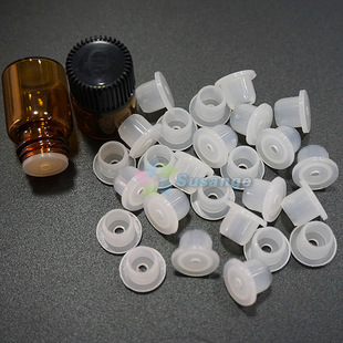 Spot small glass bottle rubber stopper 13 teeth small sample trial essential oil bottle stopper 7.5mm perforated inner plug advection plug