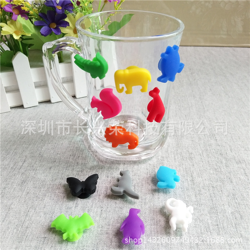 创意硅胶动物酒杯标记 PARTY酒会酒杯标识器鱼仔标记聚会用品