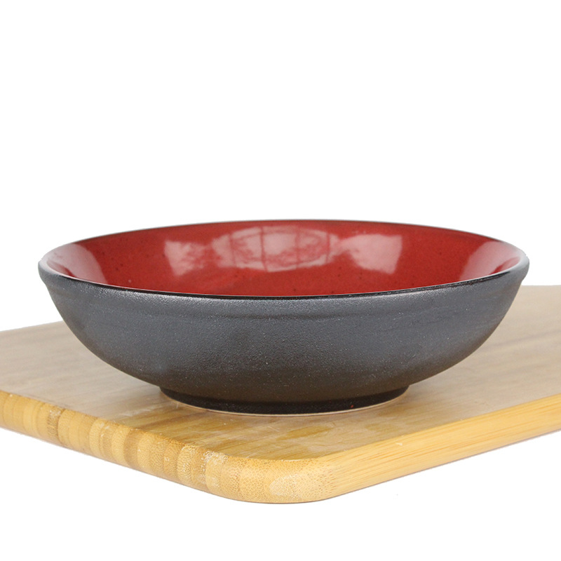 7-pulgadas de estilo europeo Rojo Negro de cerámica picante tazón de sopa de carne tazón al por mayor del hogar del hotel vajilla venta al por mayor