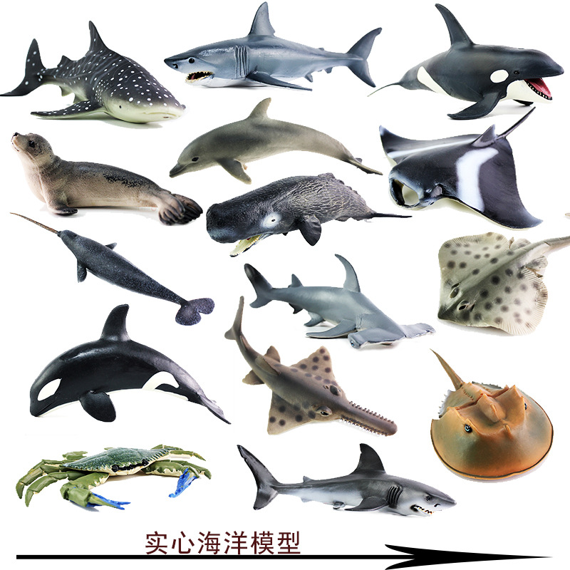 跨境海洋动物模型实心仿真海洋生物玩具鲨鱼鲸鱼模型摆件益智玩具