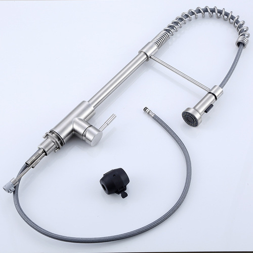 Cross-border 304 stainless steel spring pull-out kitchen faucet hotel sink vegetable basin mixing valve Amazon