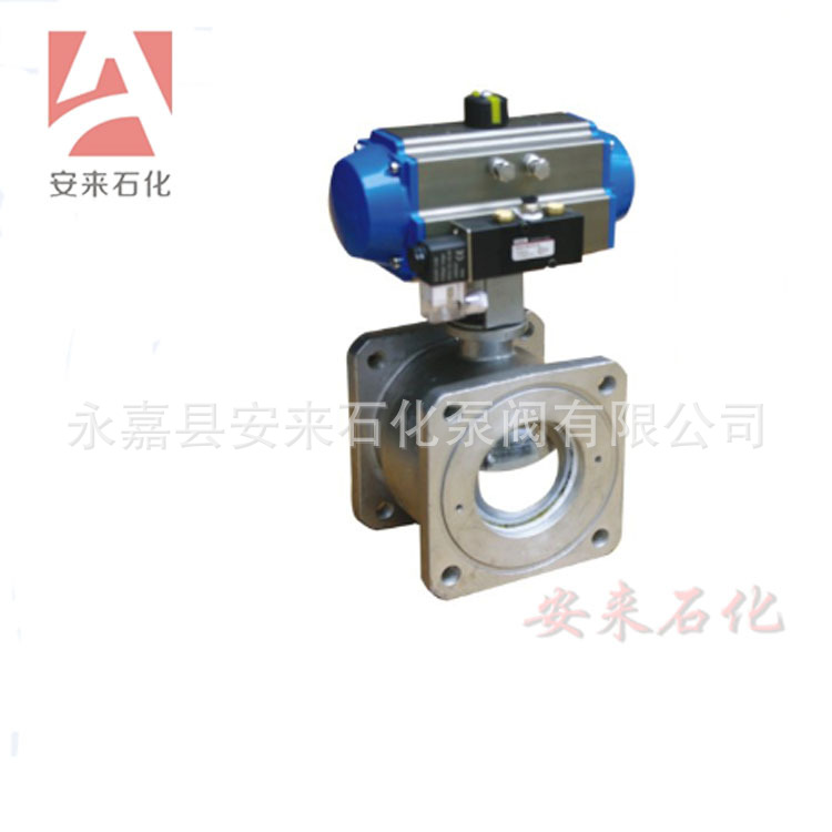 气动铝合金球阀 气动方型球阀 铝合金气动二通方球阀 气动铝球阀