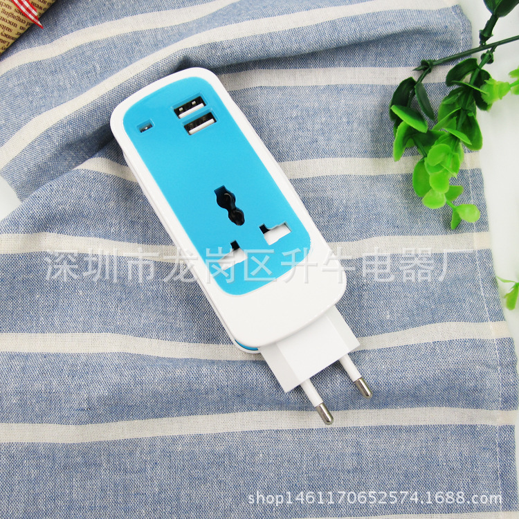 Regleta de carga para teléfono móvil con doble USB y fuente de alimentación, regleta de viaje, enchufe de conversión inteligente, tipo de enchufe de escritorio