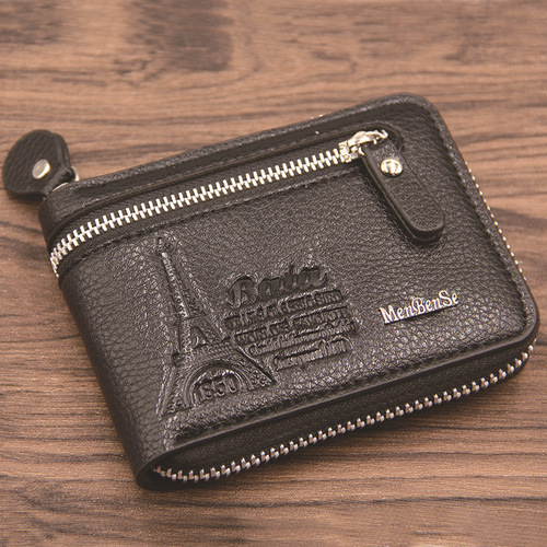 New men's wallet short casual fashion multi-functional two-fold retro pu zipper wallet factory direct supply